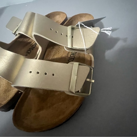 Birkenstock Arizona Slide Sandal Gold Birko-Flor 38 NWT - Picture 9 of 14